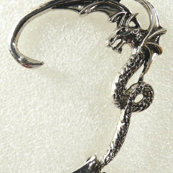 Whimsical Dragon Silver color metal Ear Cuff Earring - Picture 7 of 8
